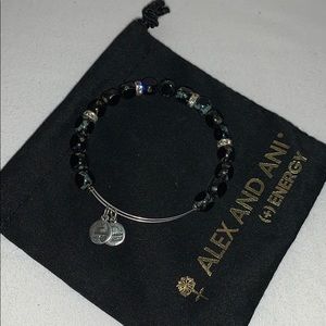 Alex and Ani black bead/rhinestone bracelet